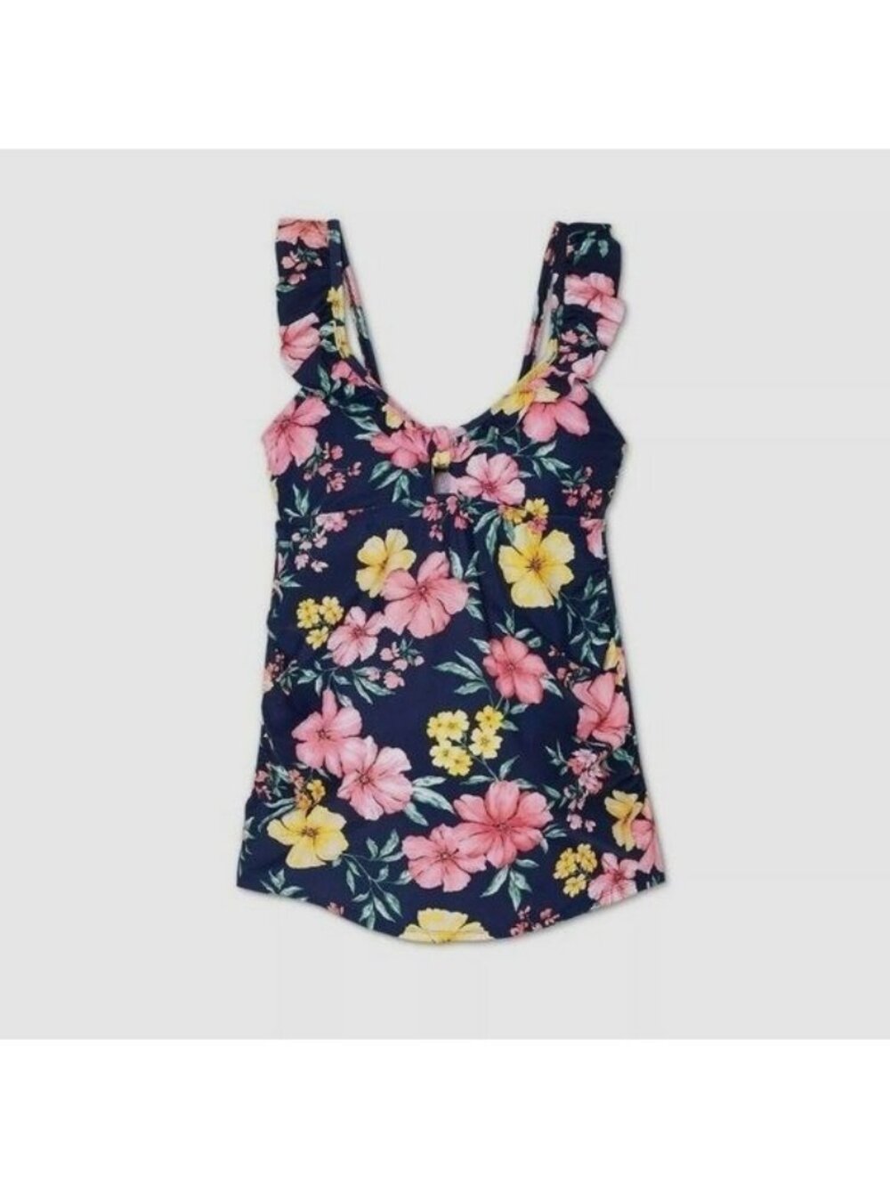 𝅺Isabel Maternity by Ingrid Floral Print Peephole Tankini Top Size L
